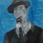 Plakat z podobizną Leonarda Cohena