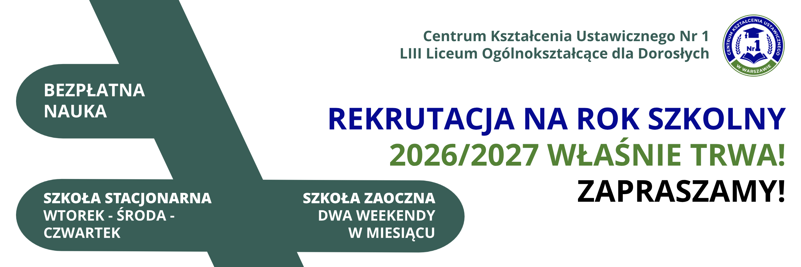 Grafika informująca o rekrutacji do liceum na rok szkolny 2026/2027.